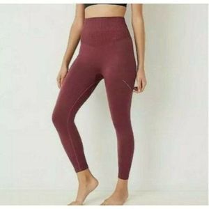 JoyLab High Rise Ribbed Seamless Leggings Womens L Burgundy Port Royal New
